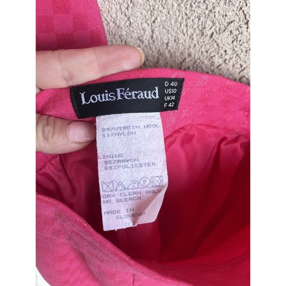 Vintage Louis Feraud Virgin Wool 2 Piece Blazer And Skirt - Size 10 - Pink - Picture 11 of 16